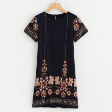 Shein Tribal Floral Print Tunic Dress