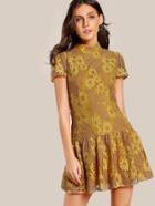 Shein Drop Waist Fit & Flare Floral Lace Dress