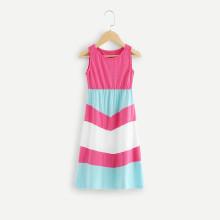 Shein Girls Contrast Panel Sleeveless Dress