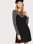 Shein 2 In 1 Cami Dress With Striped Tee