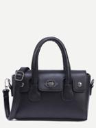 Shein Black Turnlock Flap Satchel Bag