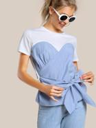 Shein Self Tie Mixed Media Bustier Tee