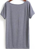 Shein Grey Cheesecloth Short Sleeve Straight Loose Dress