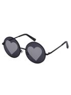 Shein Black Frame Round Heart-shaped Lenses Sunglasses