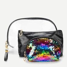 Shein Ombre Sequin Makeup Bag 3pcs