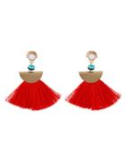 Shein Red Ethnic Boho Tassel Long Earrings