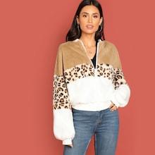 Shein Zip Front Color Block Teddy Jacket