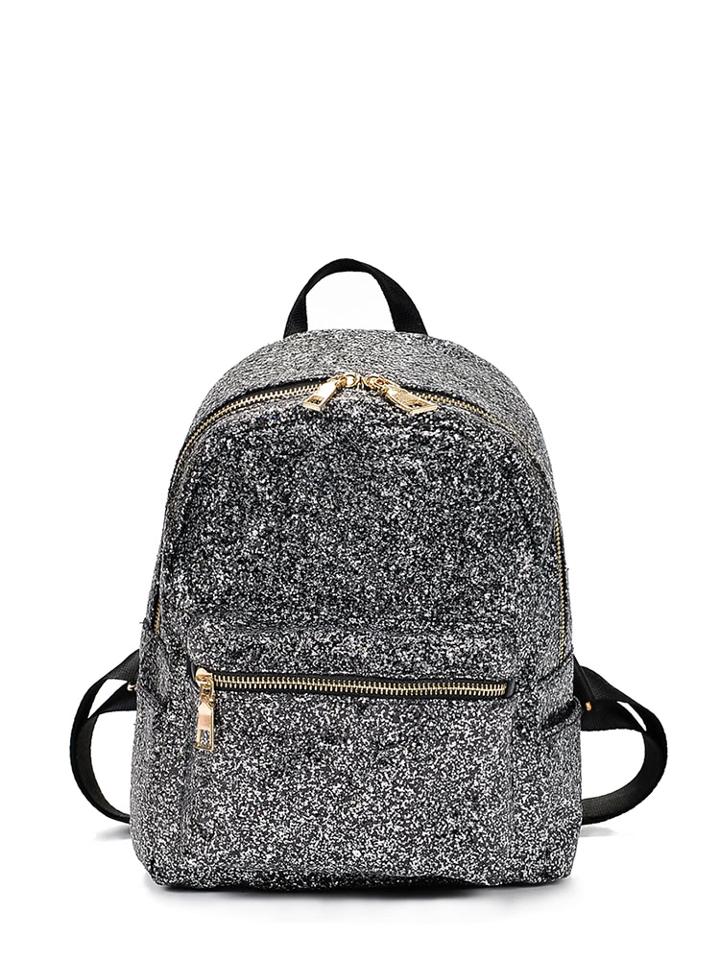 Shein Zipper Front Glitter Design Backpack