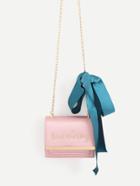 Shein Embroidery Detail Satin Chain Bag With Strap