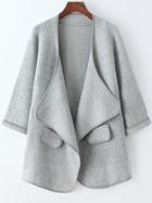 Shein Grey Long Sleeve Pockets Loose Sweater Coat