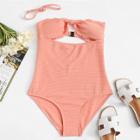 Shein Scalloped Trim Cut-out Swimsuit
