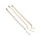 Shein Rhinestone & Bead Chain Bracelet Set 3pcs