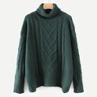 Shein High Neck Cable Knit Solid Jumper