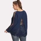 Shein Plus Lace Insert Overlap Back Tee