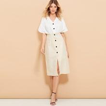Shein Single Breasted Colorblock Dress