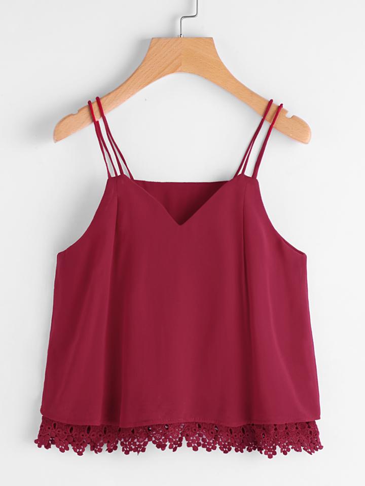 Shein Double Strap Crochet Hem Cami Top