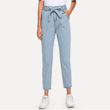 Shein Tie Waist Striped Jeans