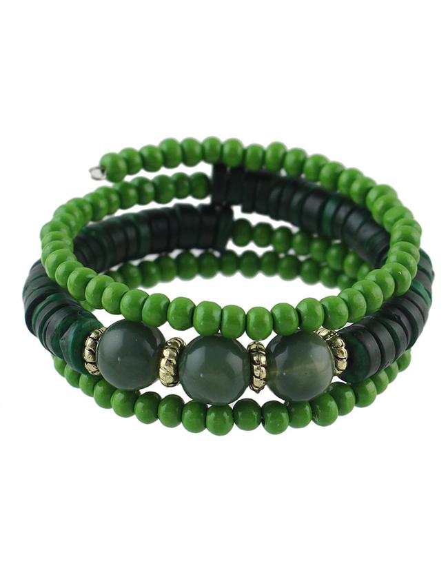 Shein Green Wood Bead Bracelet