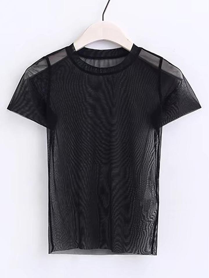 Shein Short Sleeve Mesh Top
