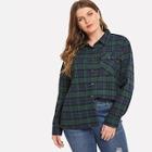 Shein Plus Single Breasted Plaid Blouse