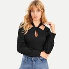 Shein Twist Neck Keyhole Back Tee