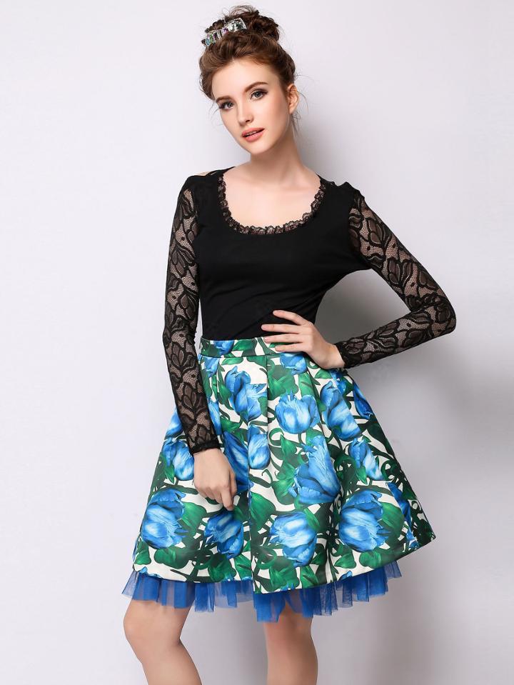 Shein Black Contrast Lace Criss Cross Back T-shirt