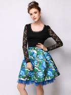 Shein Black Contrast Lace Criss Cross Back T-shirt