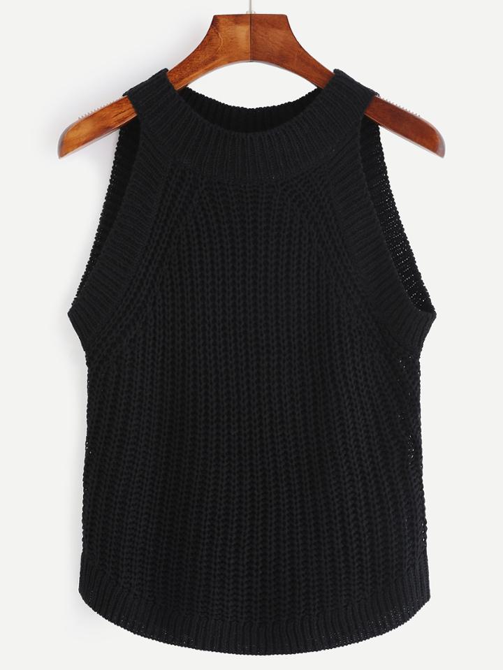 Shein Black Knit Halter Neck Top