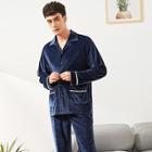Shein Men Contrast Binding Button Up Top And Pants Set