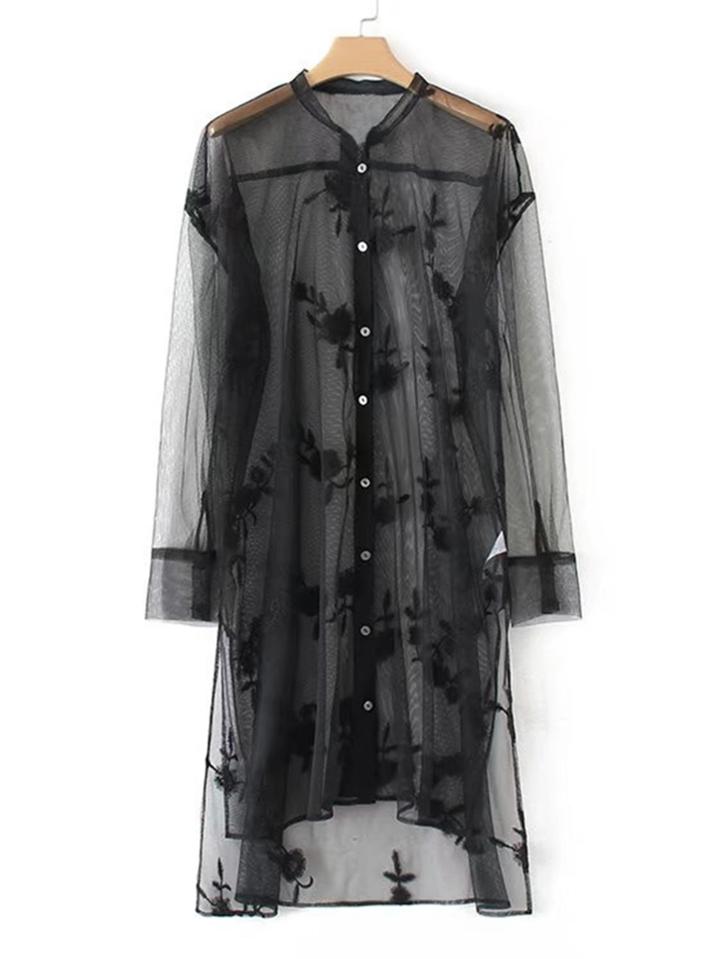 Shein High Low Hem Mesh Shirt Dress
