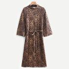 Shein Self Tie Mock Neck Leopard Print Dress