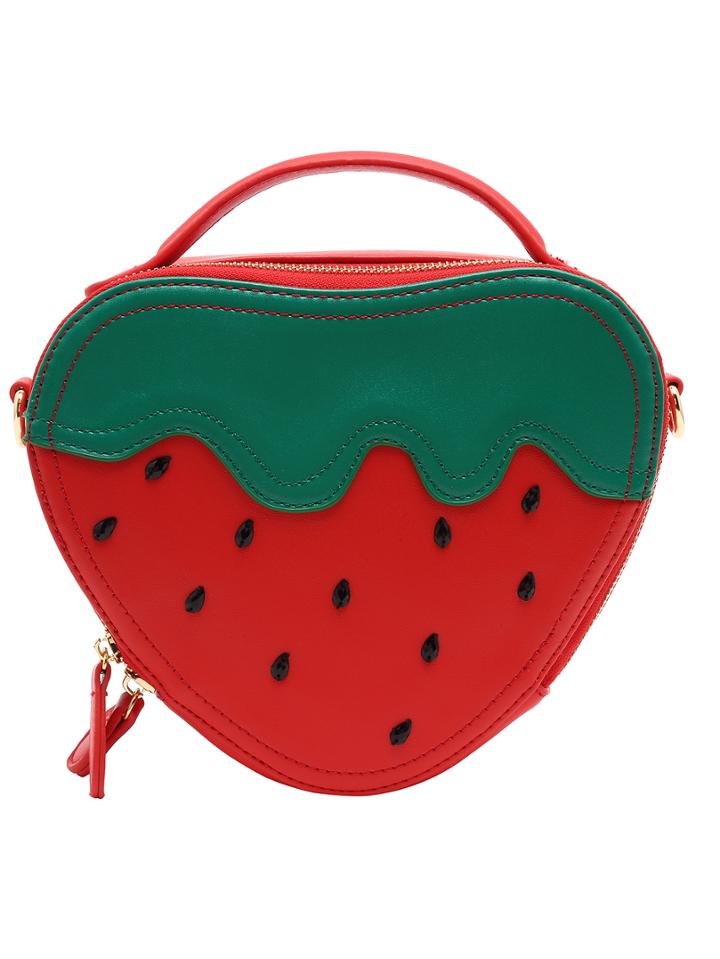 Shein Red Strawberry Zipper Mini Bag