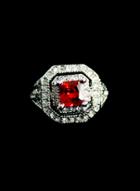 Shein Red Gemstone Silver Crystal Ring