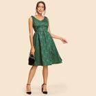 Shein Knotted Shoulder Floral Jacquard Dress