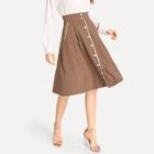 Shein Wide Waistband Pocket Side Button Up Skirt