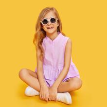 Shein Girls Button Up Layered Ruffle Hem Sleeveless Blouse
