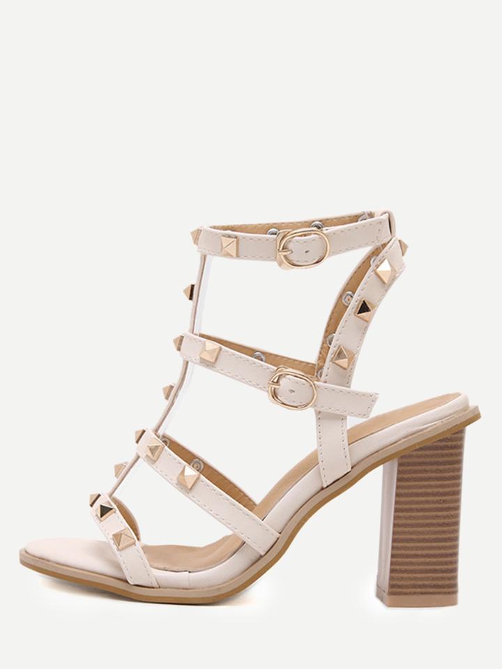 Shein Apricot Open Toe Studded Chunky Gladiator Sandals