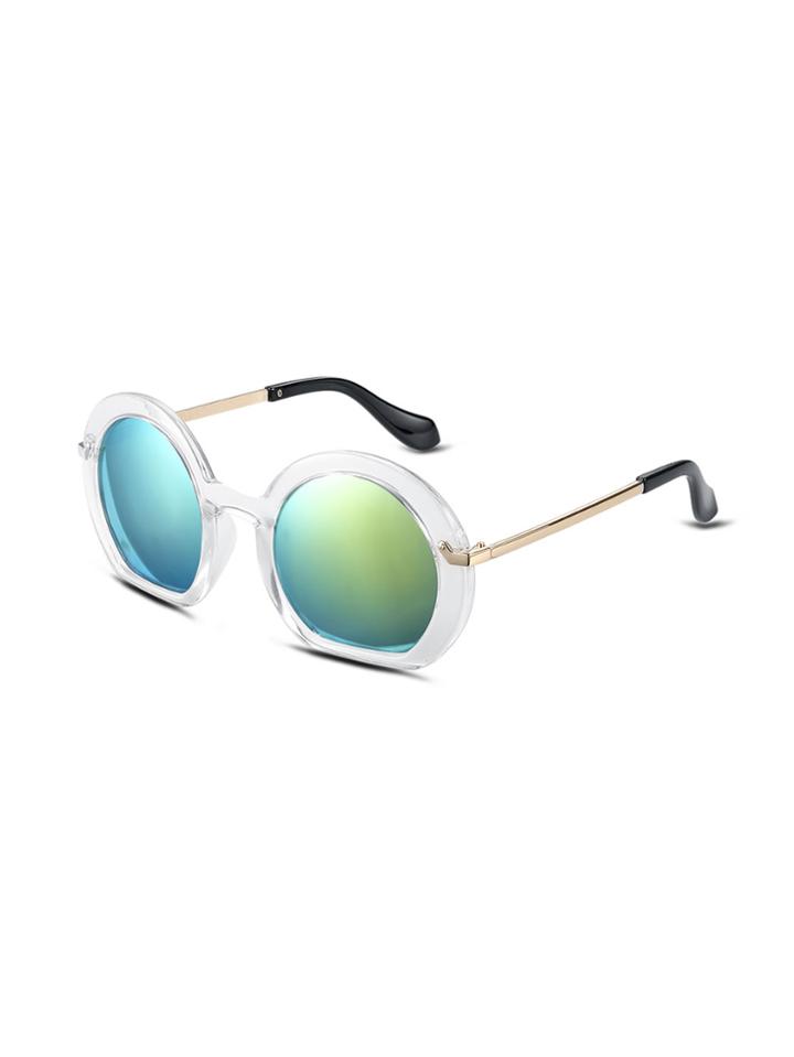 Shein White Frame Large Lens Gold Arm Sunglasses