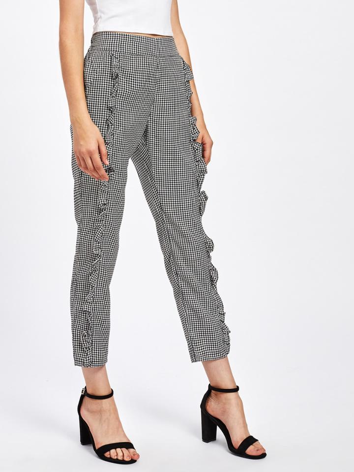 Shein Frill Trim Gingham Pants