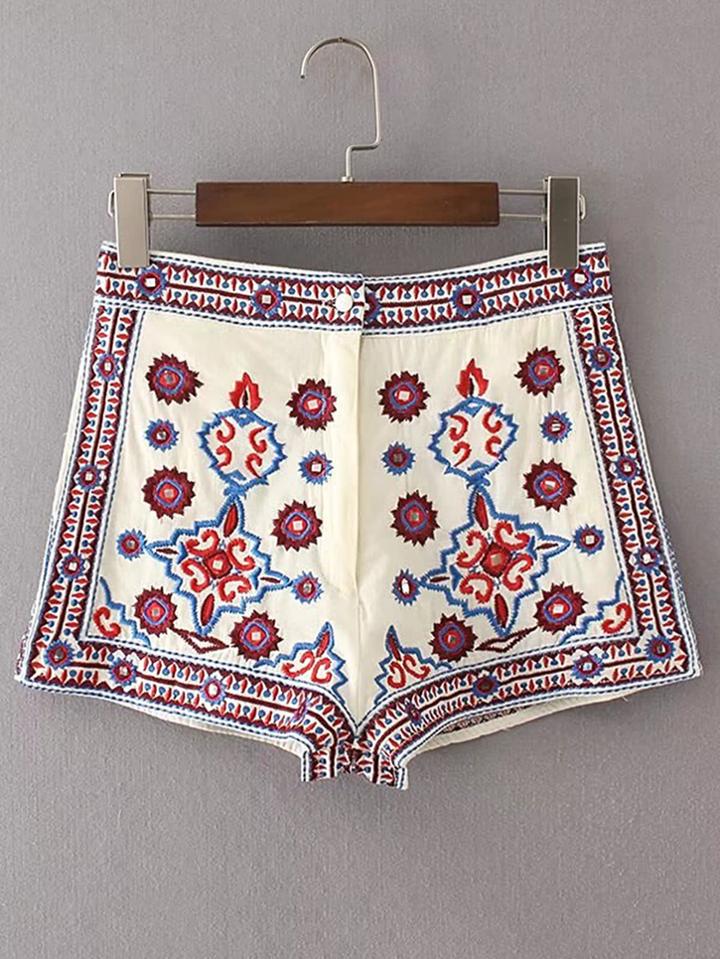 Shein Sequin Detail Embroidery Shorts