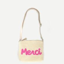 Shein Girls Letter Patch Straw Bag