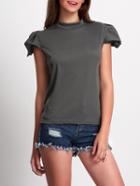 Shein Bow Sleeve Grey T-shirt