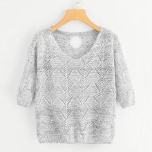 Shein Geometric Pattern Plain Sweater