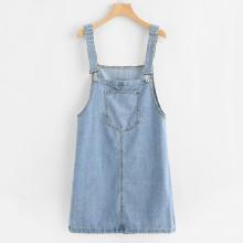 Shein Pocket Front Overall Denim Dress