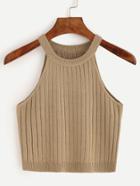 Shein Ribbed Light Brown Knitted Top