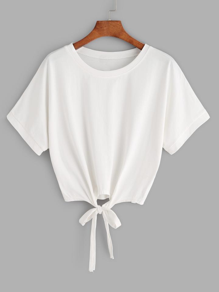 Shein Tie Front Crop T-shirt