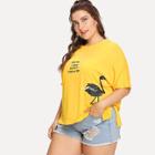 Shein Plus Flamingo Print Short T-shirt