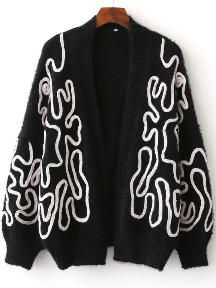 Shein Black Batwing Sleeve Open Front Cardigan