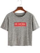 Shein Letter Print Grey T-shirt