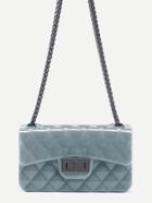 Shein Grey Plastic Quilted Flap Bag With Chain